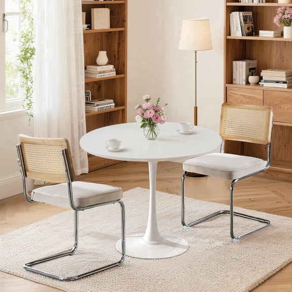 Kitchen Table and Chairs for 2, 24" Dining Table Set for 2 with Velvet Upholstered Chairs, 3 Piece Round Kitchen Table Set, Dining Room Table Set for Small Space, Apartment