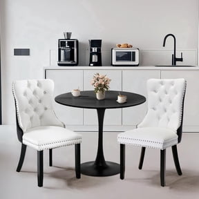 Kitchen Table and Chairs for 2, 24" Dining Table Set for 2 with Velvet Upholstered Chairs, 3 Piece Round Kitchen Table Set, Dining Room Table Set for Small Space, Apartment