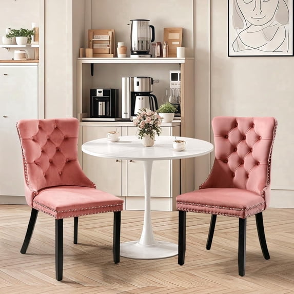 Kitchen Table and Chairs for 2, 24" Dining Table Set for 2 with Velvet Upholstered Chairs, 3 Piece Round Kitchen Table Set, Dining Room Table Set for Small Space, Apartment