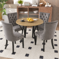 thumbnail image 1 of Kitchen Table and Chairs for 4, 35.43" Round Kitchen Table with 4 Velvet Upholstered Chairs, Modern Dining Room Furniture Set for Small Spaces, Apartment, Kitchen, 1 of 11