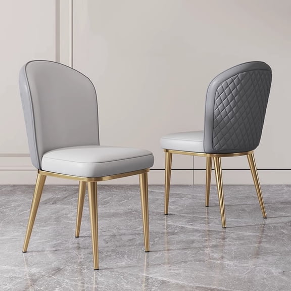 Kitchen Table Chairs Dining Chairs Vintage Leather Mid-Century Counter Chairs Leisure Living Room Chairs Upholstered Side Chair with Gold Metal Legs