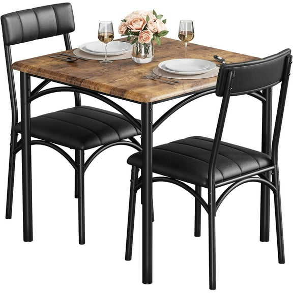 Kitchen Table and Chairs Dining Table and Chairs for 2 Persons Rectangular Dining Table with 2 upholstered Chairs for Living Room, Apartment Dining Table for 2 Persons
