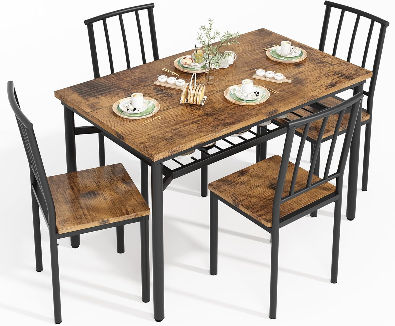 Kitchen Table Chairs Set of 4, Dining Table Set with Storage ...