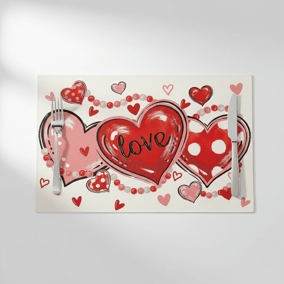 Kitchen Table Decorations Valentine's Day Placemats Protective Table Mats for Candlelight Dinner Romantic Date Night and Anniversary Events
