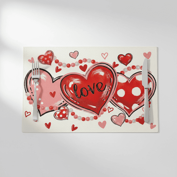 Kitchen Table Decorations Valentine's Day Placemats Protective Table Mats for Candlelight Dinner Romantic Date Night and Anniversary Events