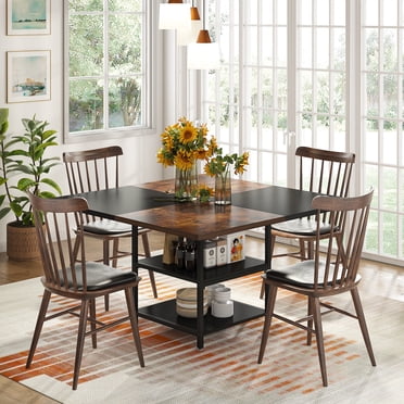 Tribesigns 70.9 inch Solid Wood Dining Table for 8, Rustic Brown with Metal Frame - Walmart.com