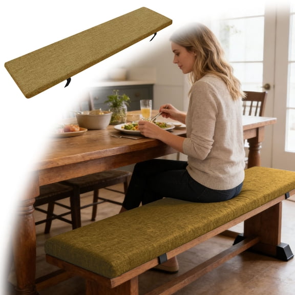 Kitchen & Table Linens Long Bench Cushion Rectangular Non- Linen Foam Padded Long Seat Pad Comfortable Replacement Bench Cushion for Dining Kitchen Entryway Indoor