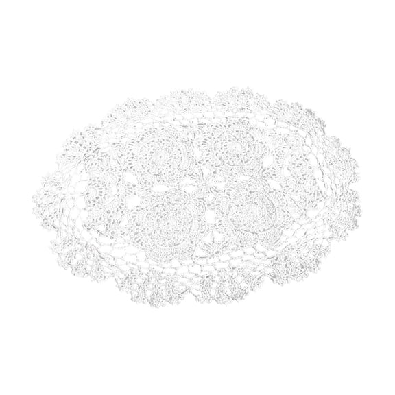 Kitchen Table Mats, Kitchen Table Centerpieces Decor, 12X18 In, White, Oval, Crochet, Table Centerpieces, Everyday Dining, 1 Pc