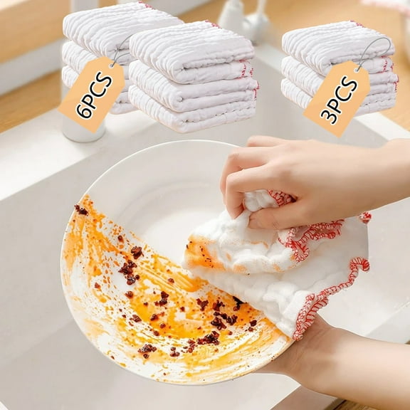Kitchen Table Rag Cleaning Cloth Thick Checkered Pattern Dishcloth Bathroom Cloth Multi Purpose Cleaning Absorbent Cloth Thickened Large Capacity Suits Topliu