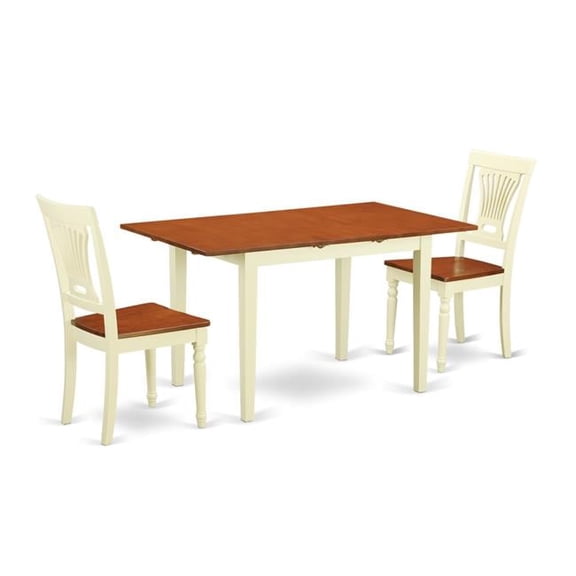 Kitchen Table Set - Dining Table & 2 Chairs, Buttermilk & Cherry - 3 Piece