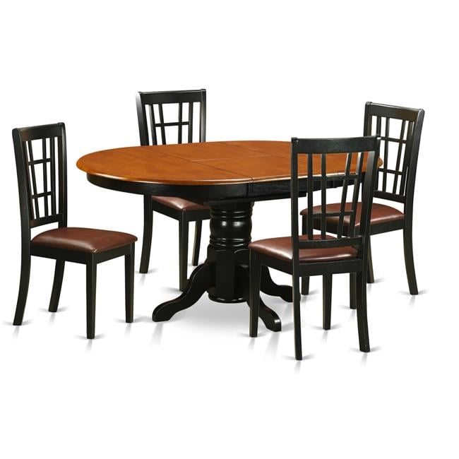Kitchen Table Set - Dining Table with 4 Wooden Chairs, Black & Cherry ...