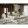 thumbnail image 1 of East West Furniture V-Style 6-piece Wood Dining Set in Linen White/Doeskin, 1 of 6