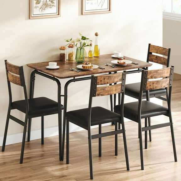 Kitchen Table and Upholstered Chairs for 4,Modern Wood Small Dining Room Table Set for 4, Space Saving Dinner Table Set,5 Piece Dinette Furniture Ideal for Dining Room Office Apartment Small Space