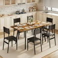 thumbnail image 1 of Lofka Dining Table Set for 4-6 People,63" Extendable Kitchen Table and Chairs with Storage Rack,Brown, 1 of 10