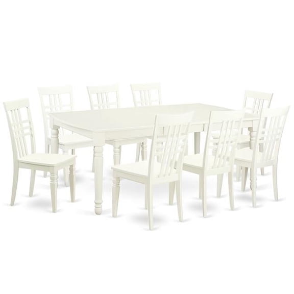 Kitchen Tables & Chair Set with One Dover Dining Table & 8 Chairs, Linen White - 5 Piece
