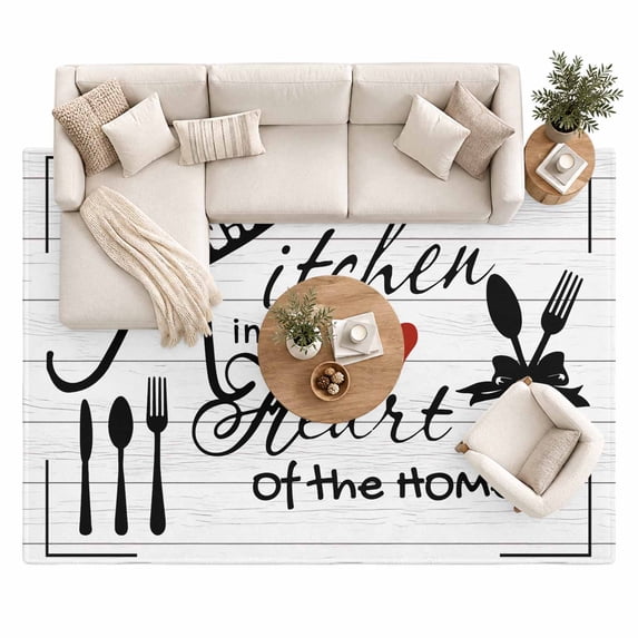 Kitchen Tableware Area Rug 8'x10', Love Large Area Rugs Non-Slip ...