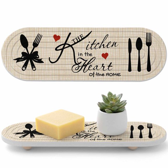 Kitchen Tableware Diatomaceous Earth Coasters, Knife and Fork Water Absorbent Diatomite Coaster, Bathroom Tray Stone Dish Drying Mat Kitchen Sink Tray 12x4in