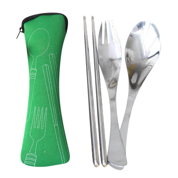 Kitchen Tableware Portable Cutlery Set 3Pcs Stainless Steel Knife Fork Spoon Family Travel Camping Cutlery,Green Kitchen Tableware