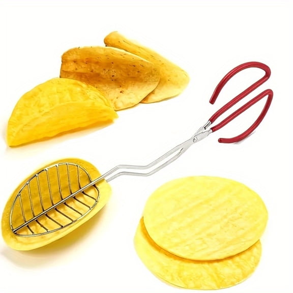 Kitchen Taco Making Tools, Taco Shell Tongs, Steel, Stay-Cool Handle, For Frying Homemade Crispy Shells For Tacos, Appetizers, Dips, And Desserts Kitchen Tools