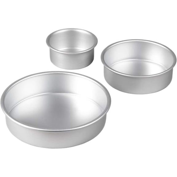 Kitchen Tall Round Cake Pans - 4 Inch, 6 Inch, 8 Cake Pan Set for 3 Tiered Aluminum Pans Sets for Baking Wedding,Birthday Cakes,Leak Proof & Straight Side, Non-toxic & Dishwasher Safe