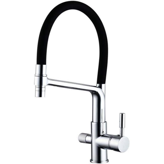 Kitchen Taps 3 Way Kitchen Sink Mixer Tap Brass Hot and Cold Pure Water Dual Purpose 360°Rotating Direct Drinking Kitchen Faucet-Black