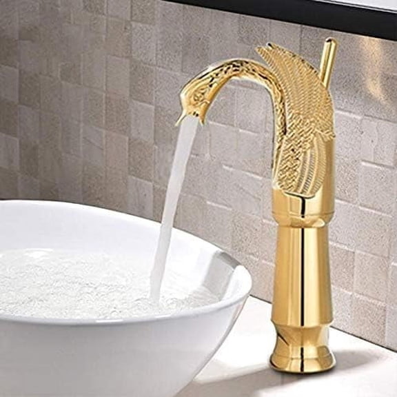 Kitchen Taps Basin Faucets Design Swan Faucet Gold Plated Wash Basin Faucet Hotel Luxury Copper Gold Mixer Taps Hot and Cold Taps