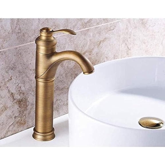 Kitchen Taps Brushed Basin Faucet Mixer Single Handle Single Hole Bathroom Faucet Brass Hot and Cold Water Saving Basin
