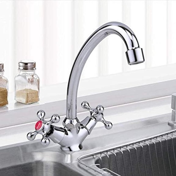 Kitchen Taps Classic Style Kitchen Faucet Cold and Hot Water Mixer Tap Double Handle 360 ??Degree Rotation
