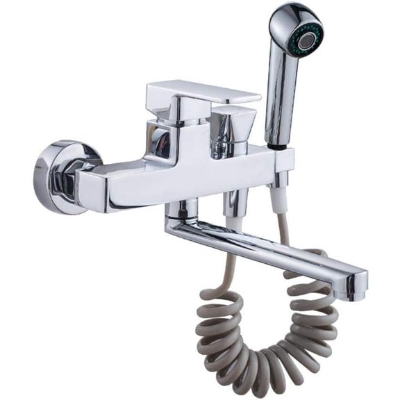 Kitchen Taps Kitchen Faucet Mixer, Spray Gun with Pull Out Spray, Copper Chrome, Kitchen Sink Taps Brass Swivel-Chrome B