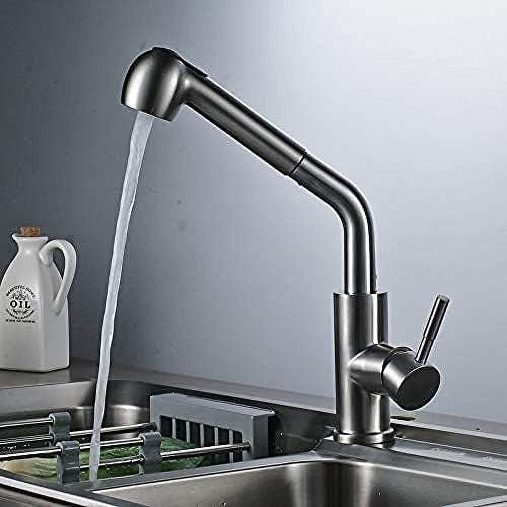 Kitchen Taps Kitchen Tap Faucet Stainless Steel Kitchen Sink Faucet Single Handle 2 Functions Mixer Tap Pull Out and Swivel Spout Faucet Nickel Brushed