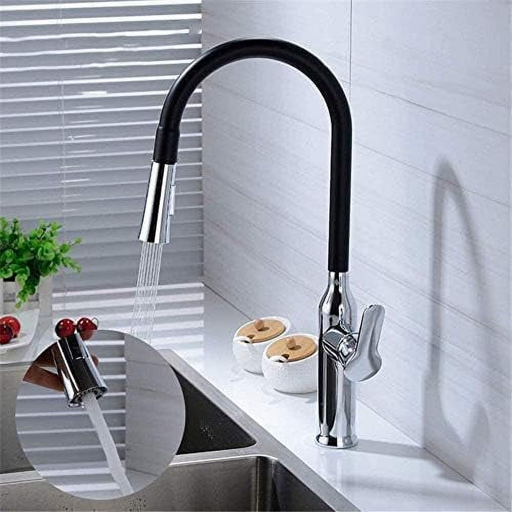Kitchen Taps One-Hand Chrome and Black Kitchen Faucet Pull-Out Sink ...