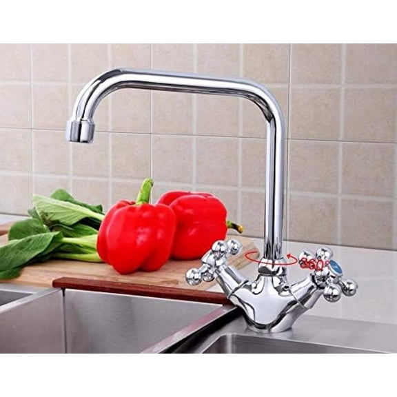 Kitchen Taps Stylish 360 Degree Rotation Zinc Alloy Body Kitchen Sink Faucet Hot and Cold Handle Separation Taps