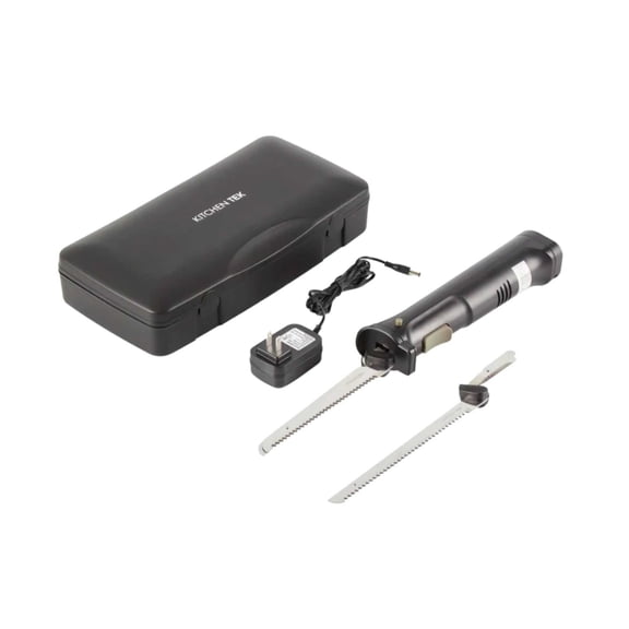 Kitchen Tek Cordless Electric Knife Set - with Storage Case, Lithium Ion Battery, 100-240V - 1 count box