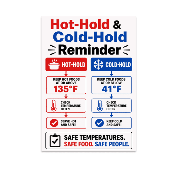 Kitchen Temperature Flowchart - Volunteer Reminder - 13x19 Poster Print