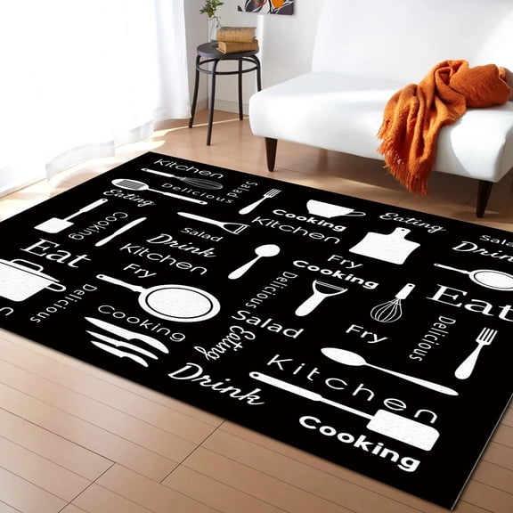 Kitchen Text Kitchen Tile Pattern Living Room Floor Mat Children's Room Bedroom Bedside Carpet Kitchen Door Mat