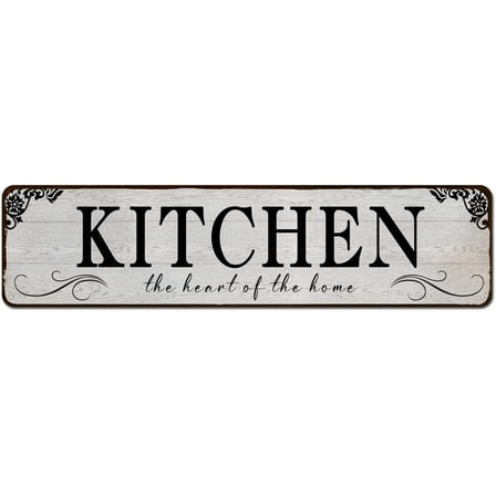 Kitchen The Heart of The Home Rustic Tin Plaque Wall Sign 4"x16"