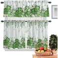 thumbnail image 1 of Kitchen Tier and Valance Curtains Set,Shamrock St. Patrick''s Day 3 Piece Rod Pocket Curtain Valances Short Drapes Gradient Green Eucalyptus Window Tiers for Bedroom Bathroom Decor, 1 of 8