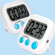Kitchen Timer, [2 Pack] Digital Kitchen Timer Big Digits, Loud Alarm, Magnetic Backing, Stand, for Cooking BakingWhite
