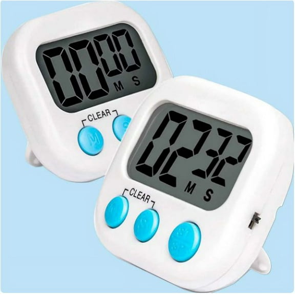 Kitchen Timer, [2 Pack] Digital Kitchen Timer Big Digits, Loud Alarm, Magnetic Backing, Stand, for Cooking Baking(White)