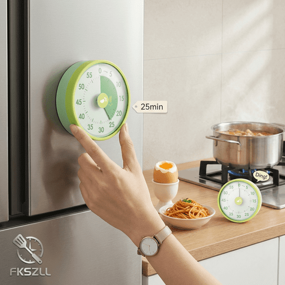 Fkszll 60-Minute Visual Countdown Timer 3.15 inch Classroom Visual for Kids and Adults Kitchen Timer Clock with Magnetic Backing