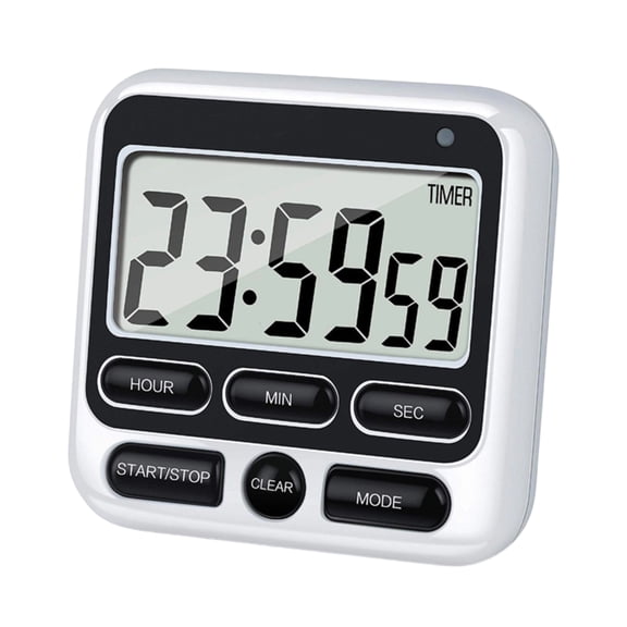 Kitchen Timer with Alarm Clock, Large Screen, Adjustable Alarm and Power Switch, Batteries Required, Digital Countdown Timer for Cooking Baking, Black