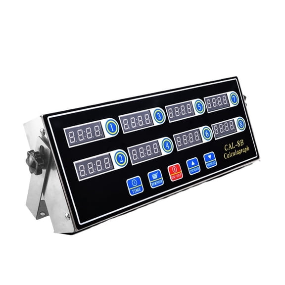 Kitchen Timer CAL-8B Calculagraph Stainless Steel Multi-Channel Digital Display Timer with LED Interface Adjustable Bracket Alarm Function(Black) Clearance Time Reminder