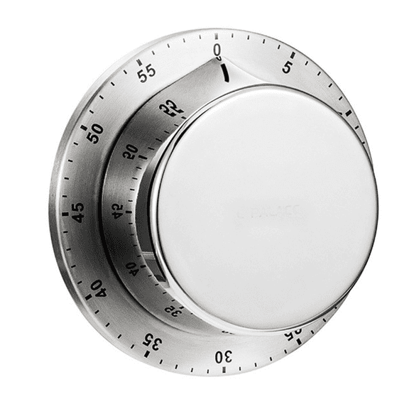 Kitchen Timer, Chef Cooking Timer Clock with Loud Alarm, No Batteries Required, 100% Mechanical-Silver