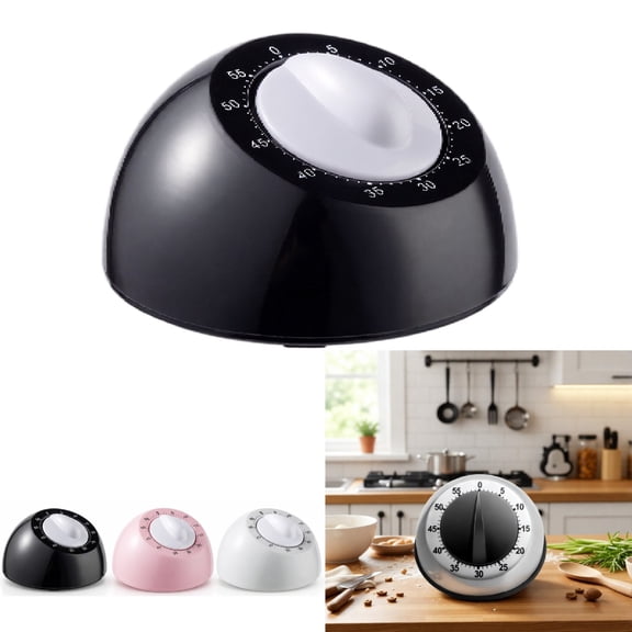 Kitchen Timer for Cooking, Chef Cooking Magnetic Timer - No Batteries Required - Loud Alarm, Mechanical Desk Manual Timers - Magnetic Clock Backing, Countdown Reminder - Stainless Steel Body(Black)