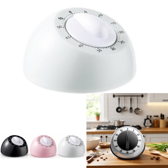 Kitchen Timer for Cooking, Chef Cooking Magnetic Timer - No Batteries Required - Loud Alarm, Mechanical Desk Manual Timers - Magnetic Clock Backing, Countdown Reminder(Light Gray)