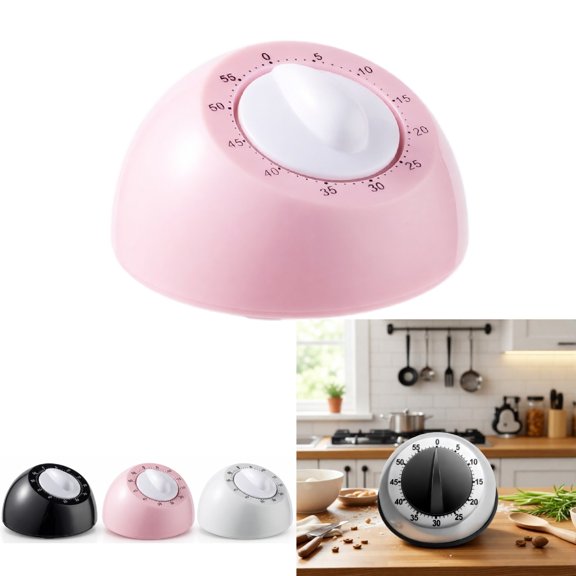 Kitchen Timer for Cooking, Chef Cooking Magnetic Timer - No Batteries Required - Loud Alarm, Mechanical Desk Manual Timers - Magnetic Clock Backing, Countdown Reminder - Stainless Steel Body(Pink)