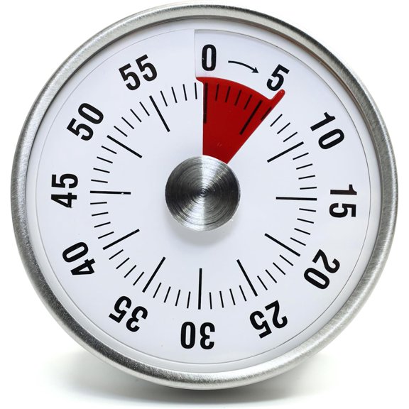 Kitchen Timer for Cooking,Chef Cooking Timer Clock,Visual Timers,60-Minute Countdown,Magnetic Base, Mechanical Clockwork,No Batteries Required,Rinr Alert,Timers for Kitchen/Study/Work/Gym,White