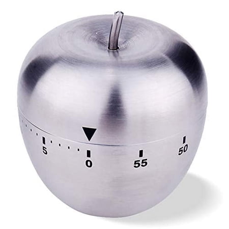 Wailicop Kitchen Timer, Stainless Steel 60-Minute Countdown Timer for Cooking, Baking, Apple Design