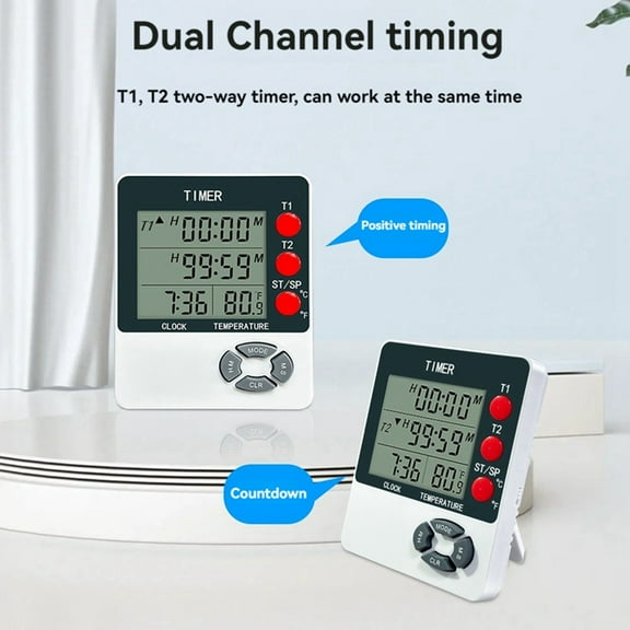 Kitchen Timer Digital Timer with Alarm Clock/Thermometer Function for Cooking Egg Time y9381