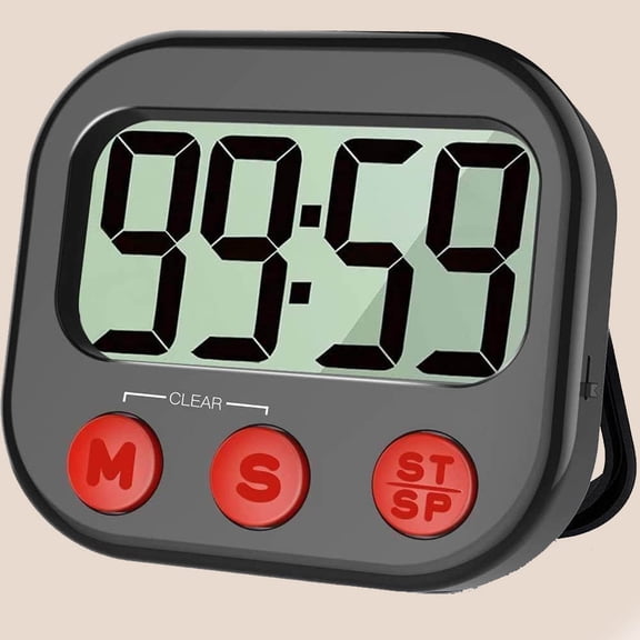 Kitchen Timer, Digital Visual Timer Magnetic Clock Stopwatch Countdown Timer, Large LCD Screen Display, Loud Alarm for Cooking